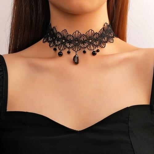 Retro Sexy Black Lace Necklace For Women Short Choker Necklace Trendy Butterfly Clavicle Chain Jewelry 2021