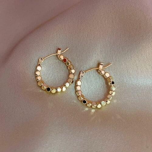 Minimalist Metal Bean Golden Hoop Earrings For Woman Unusual Earrings For Korean Fashion Jewelry Party Girls Gothic Accessories