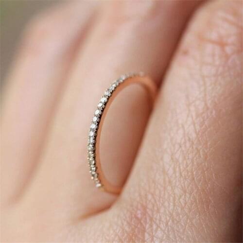 Modyle Top Quality Simple Cubic Zirconia Lovers Rose Gold Color Wedding Ring Jewelry Full Sizes Wholesale