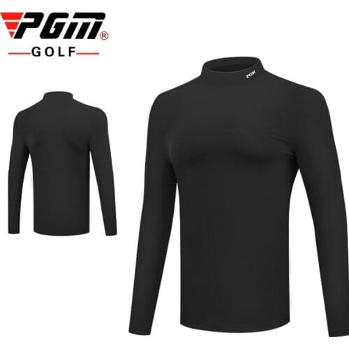 PGM Men Winter Cashmere Bottom Shirt Golf Tennis Volleyball Runining Sport Clothing Warm Long Sleeve Frosted Lining Polo T Shirt