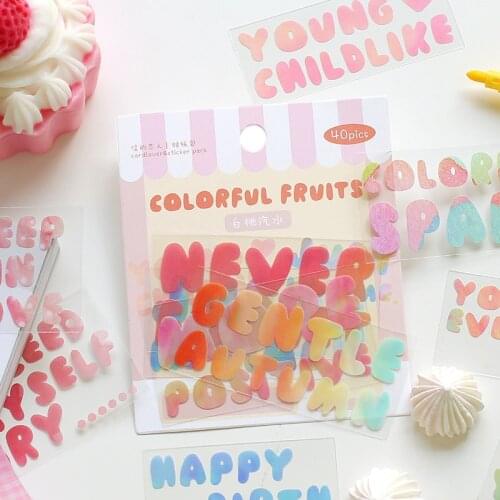 40pcs Fresh Colorful Alphabet Stickers Self-Adhesive Decorative Masking Laptop Phone Scrapbook photocard Kawaii Stationary