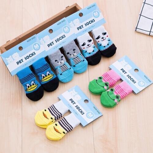 Pets Dogs Socks Winter Dog Shoes Anti-Slip Knit Socks Puppy Cat Shoes Chihuahua Thick Warm Paw Protector Dog Bootie 8 Colors