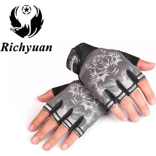 New Sport Gloves for Kids Semi-finger Wolf Print Glove Children Mittens Anti-slip Boys Girl Fingerless Gloves for 6-12 Years Kid