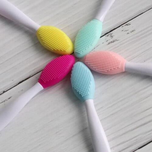 Exfoliating Nose Brush Double Side Blackhead Removing Silicone Beauty Brushes Nasal Long Handle Blackhead Clean Tools