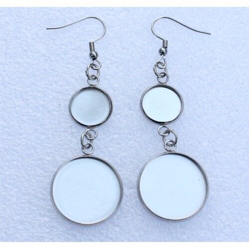 Fit: 12mm 20mm Cabochons Stainless steel Earring Round Blank Setting Bezel Blank Cabochon Earring Base For DIY Gift 10 Pcs/lot