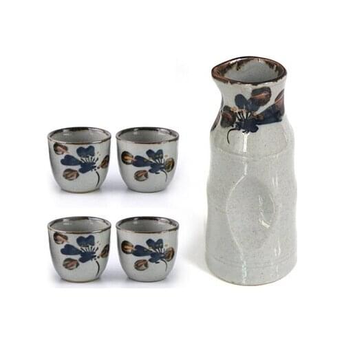 Five-piece suit Japanese high grade sake liquor bottle wine cup stone series Chinese white wine ceramic barware wineware