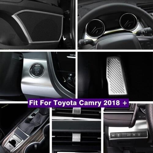 Silver Interior Accessories Door Speaker / Gear Box / Dashbaord / Danger Lamps Cover Trim Fit For Toyota Camry 2018 2019 2020