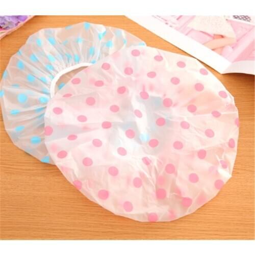 1PC Thickening Elastic Wave Point Hair Cover Shower Cap Waterproof Shower Cap Women Hair Salon Bathroom Supplies Color Random
