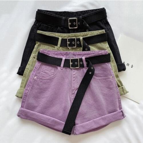 2021 Summer New Elegant High Waist Shorts Women Casual Solid Wide Leg Loose Cotton Short Pants With Belt Korean Sweet Girls