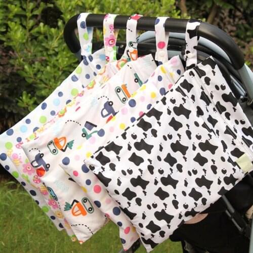 Nappy Bag Reusable Waterproof Cloth Diaper Bag Pocket&Handle Printed Diaper Hanging Bag Diaper Bags