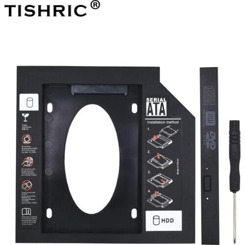 TISHRIC 2nd HDD Caddy 12.7mm Optibay SATA 3.0 2.5 HD SSD Hard Disk Drive HDD Case/Box/Enclosure For Laptop CD-ROM Adapter