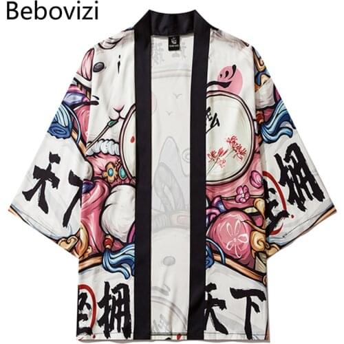 Traditional Kimono Cosplay Japanese Cartoon Anime Print Haori Yukata Costume Women Men Fashion Casual Cardigan Top Coat