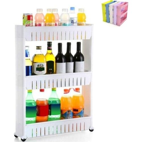 Narrow Storage Shelf Removable Floor-standing 2/3/4 Layer Gap Shelves Kitchen Bathroom Refrigerator Storage Rack Furniture