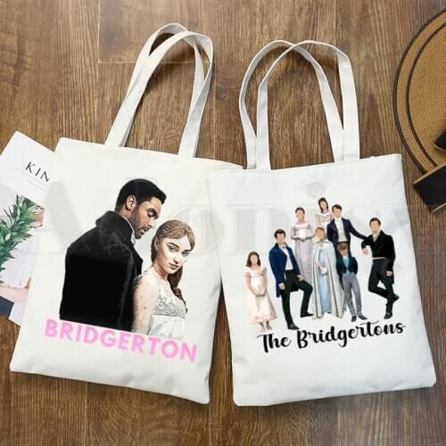 Bridgerton Lady Whistledown Watercolor Artwork Handbags Shoulder Bags Casual Shopping Girls Handbag Women Elegant Canvas Bag