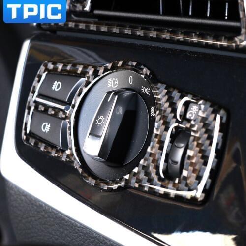 Carbon Fiber Interior Headlight Switch Cover Trim Sticker Car Accessories For BMW 5 Series F10 F07 F01 F25 F26 Car Styling