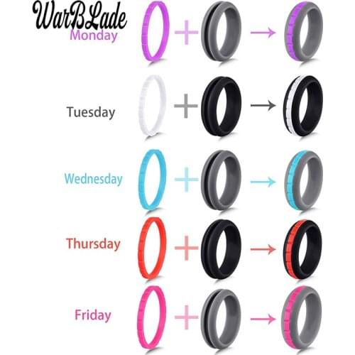 WBL 10 Color Combinations Silicone Ring Can DIY Change Color Hypoallergenic Crossfit Flexible Rubber Finger Ring For Men Women