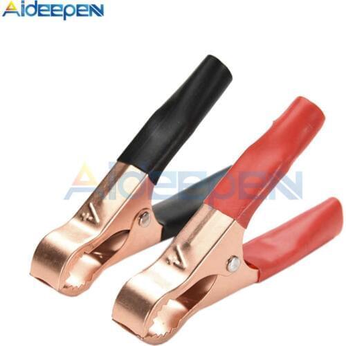 2Pcs 50A 80mm Crocodile Clip Car Caravan Van Battery Test Lead Clips Battery Clamps Alligator Clips Red + Black