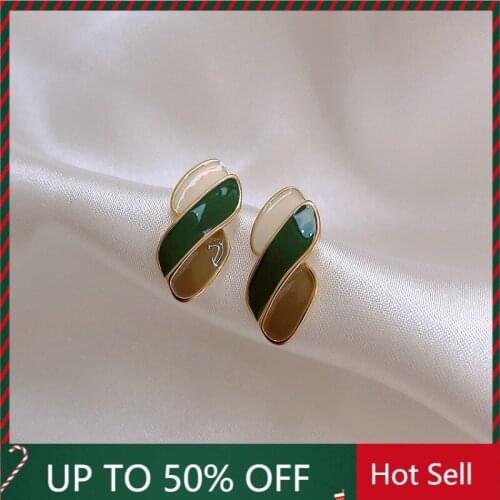 Needle Contrast Color Temperament Wild Personality Earrings Drip Glaze Color Geometric Earrings for Women Jewelry