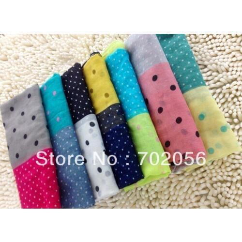 Girls womens 2 tone dot Scarf Sarongs Hijabs Bandanas wrap shawl poncho 180*80cm mixed color 12pcs/lot #3366