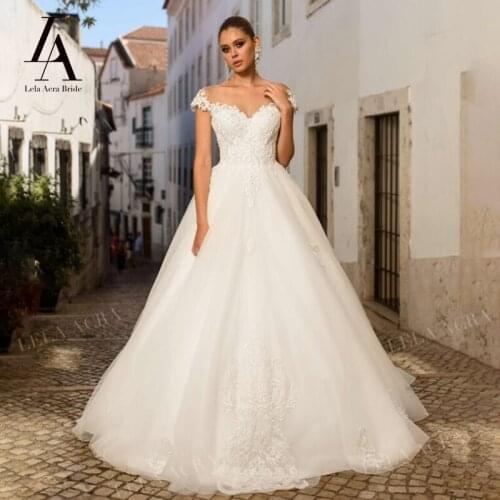 Wedding Dress Sweetheart Lace A-Line Vintage Off Shoulder Bridal Gown 2021 Princess Court Train LelaAcra SY30 Vestido De Novia