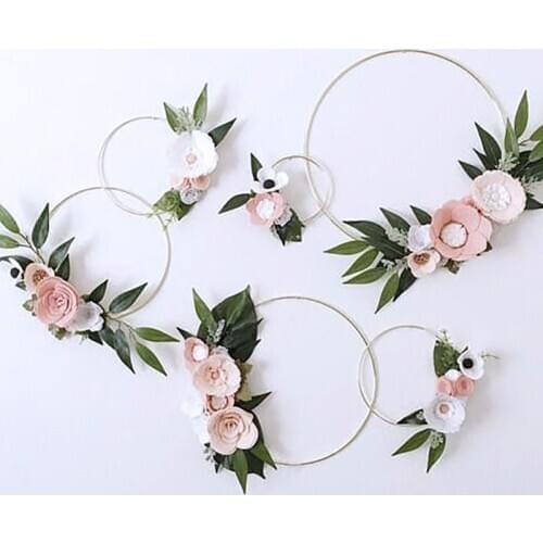 10-40cm Iron Metal Wreath Wedding Decoration Gold Color Garland Artificial Flower DIY Floral Hoop Baby Shower Party Decoration