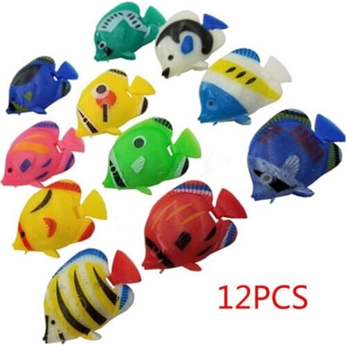 12pcs DIY Floating Plastic Tropical Fishes Aquarium Decoration Baby Bath Toy