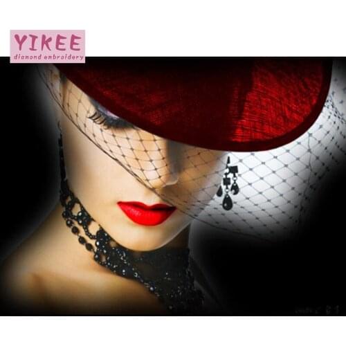 Diamond embroidery full square female,5d diy full diamond painting mysterious lady home hobby