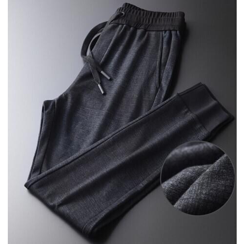 Plaid Mens Luxury Soft Knitting Elastic Waist Autumn Male Pants Plus Size 4xl Slim Fit Casual Man Trousers