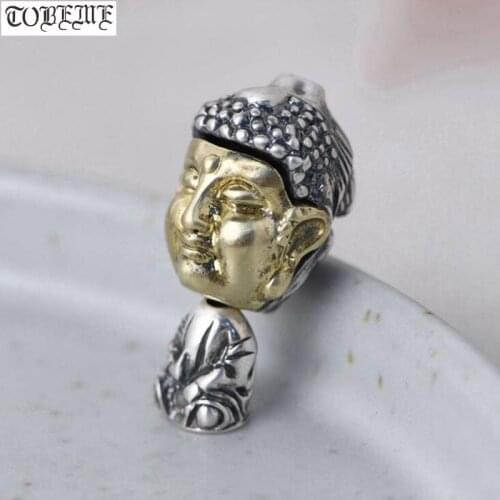 Handmade 925 Silver Buddha Bead Tibetan Malas Guru Bead Pure Silver Three-way Bead Buddhist Prayer Beads Guru