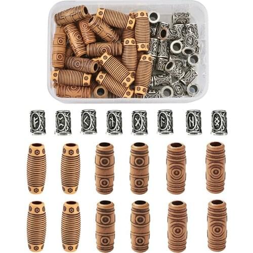 Pandahall 1 Box Mixed Color Column Resin Beads and Tibetan Style Alloy Beads Big Beads for Jewelry Making DIY Accessories Making