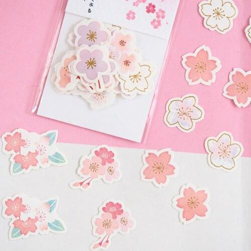 30pcs/ bag Pink White Flower Cherry Blossom Stationery Decorative Sticker