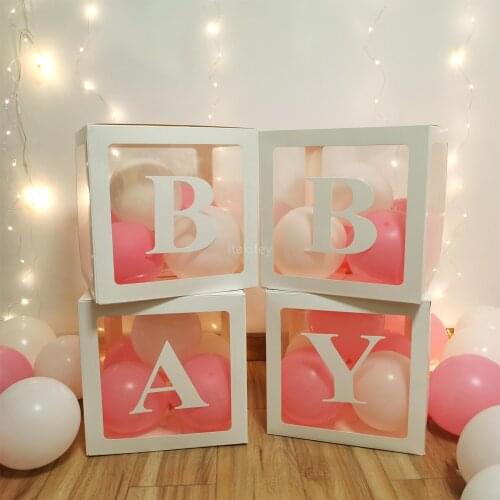 Baby Shower Decorations Boy Girl 30Cm Transparent Box First 1St Wedding Party Diy Decorations Balloon Box Birthday Accessories