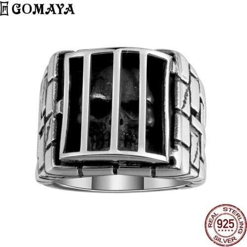 GOMAYA 316L Stainless Steel King Rings For Men Black Flat Ring Personality Vintage Style Anniversary Fashion Jewelry Hot Sale