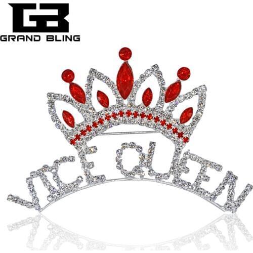 Hot Jewelry!"VICE QUEEN" Brooch Pins with Red Stones Crown on Top