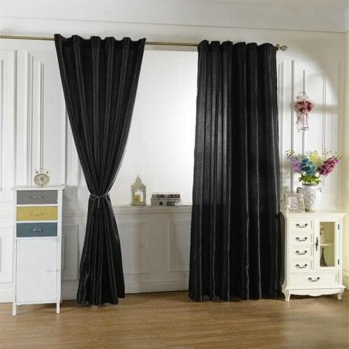 Rod Pocket Smooth Satin Window Curtains Blackout Shade Blinds Curtains for Home Bedroom Decor Shop Ornament - Black, 150x250cm