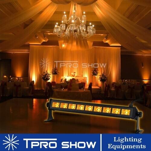 27W Amber LED Wash Lights 9x3W Static Light Bar Linear Stage Lighting Effect Uplight For Gold Wedding Party Church Architectural