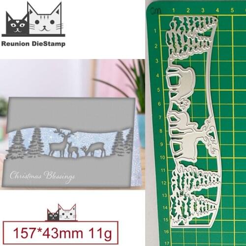 Metal Cutting Dies Christmas Elk and Tree Lace Cut Die Mold Card Scrapbook Paper Craft Knife Mould Blade Punch Stencils