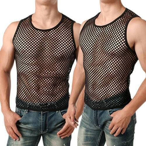 Hot Mens See Through Mesh T-Shirt Underwear Sheer Wear Transparent Undershirt