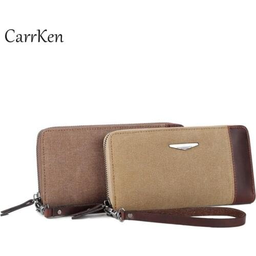 Wallet Mens Casual Men Long Wallets Carteiras Wristband Canvas Zipped Card Holder Clutch Bag Money Pruse Porta Masculina 2021