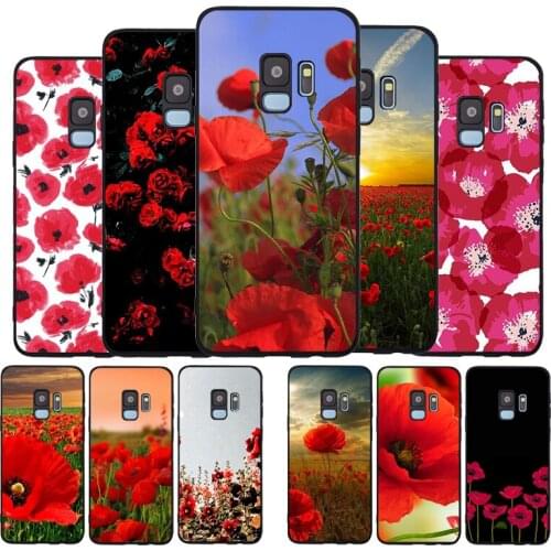 Red Poppies Soft phone Case For Samsung S20 S10 S9 S8 S7 edge Plus Lite For Note 8 9 10 A6 A7 A8 A9 Cover