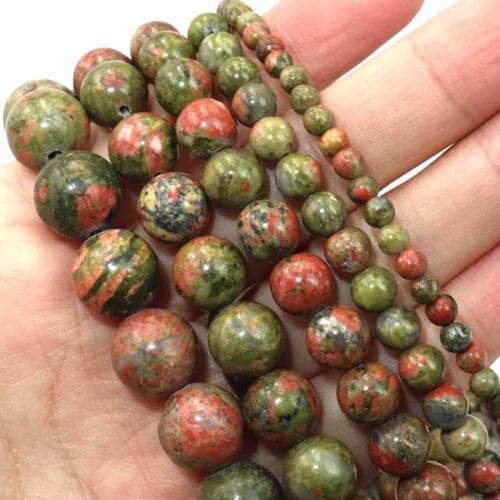Natural Unakite Stone Round Spacer Beads For Jewelry Making Charm DIY Bracelets Necklace Accessories 2 3 4 6 8 10 12mm