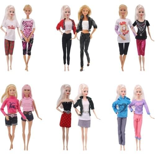 Doll Barbies Clothes Handmade Doll Dress For Barbie Doll Casual Daily Wear Twins Outfit Skirt Kids Toy