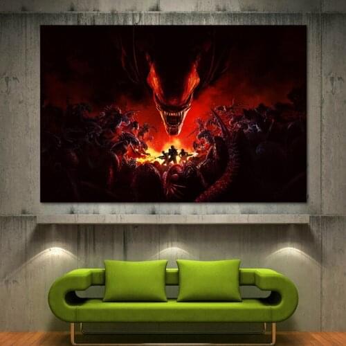 Video Game Poster Aliens Fireteam Elite Wall Art Paintings Canvas Print For Room Decor