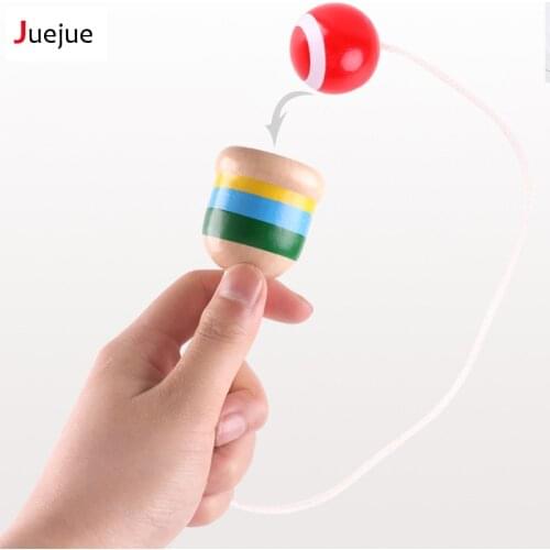 Montessori Educational Skill Cup Toys Childrens Wooden Hand-eye Coordination Toy Cup and Ball Block Game Multiplayer Brain Toys