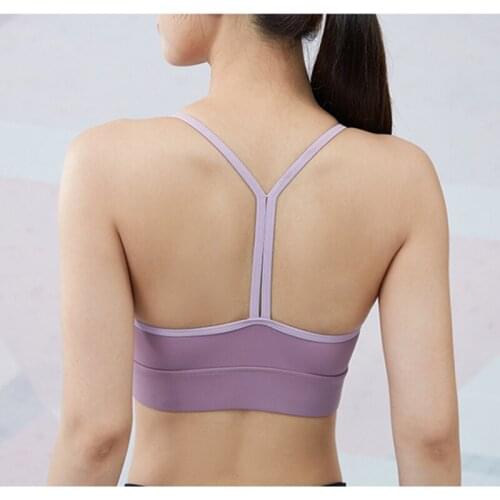 Sexy Y-Shaped Back Yoga Crop Top Bra Inner Padded Fitness Tank Tops Push Up Elastic Sport Bra Gym Vest Workout Female Underwear