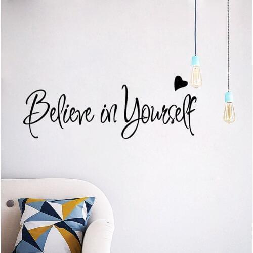 Removable Believe In Yourself Inspirational Vinyl Wall Quotes Lettering Sticker Decal Art Home Living Room Wall Decal A-188
