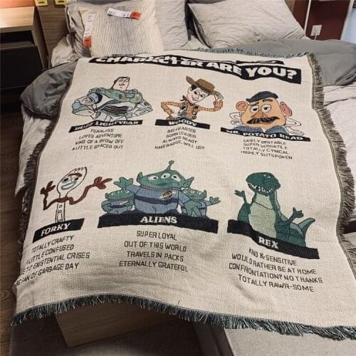 Disney Toy Story Buzz Lightyear Nap Leisure Shawl Blanket Throw Sofa Bed Knit Crochet Hanging Tapestry Decorative Line Blankets