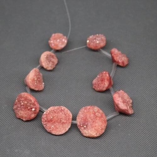 Titanium Red Druzy Stone Geode Point Pendant, Shinning Unique Semi-precious Quartz Drusy Women Necklace, Kindgems Nugget