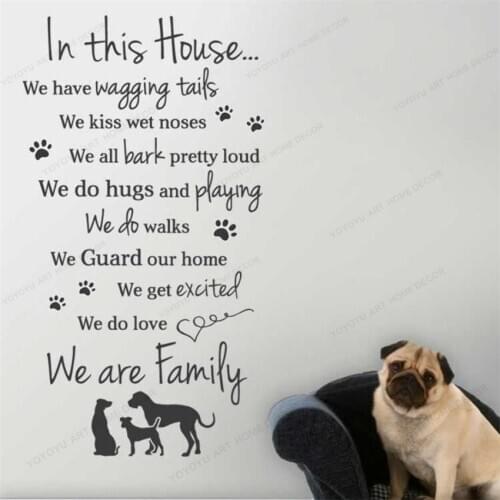 Family Rule Quotes Wall Sticker In this house Dog rules wall Decor stickers Home Decoration vinyl Wall Vinlio Wall Mural WU336