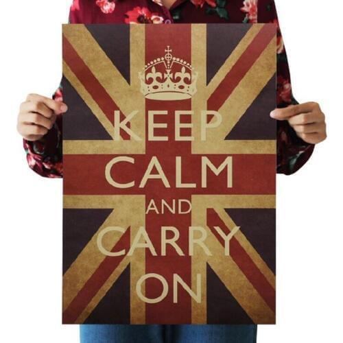Vintage World War II British Keep Calm and Carry On Poster Room Decoration Stickers Wall Decor Retro Kraft Paper Wall Sticker